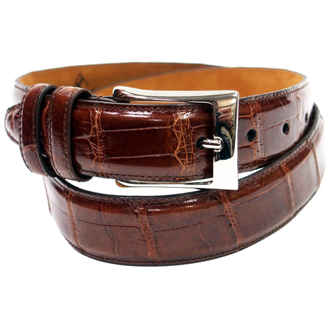 Genuine American Alligator Belt - Made in USA - Cognac